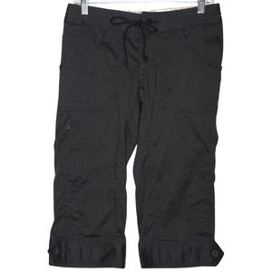 Women's The North Face Black Cotton Casual Athletic Cargo Capri Pants Size 2